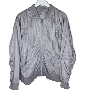 NWOT Zella Silver Gray Purple Bomber Athletic Jacket, Full Zip, Size 2x